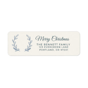 Olive Wreath Christmas Return Address Label