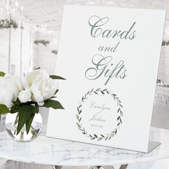Olive Wreath Wedding Cards And Gifts Pedestal Sign (Creator Uploaded)