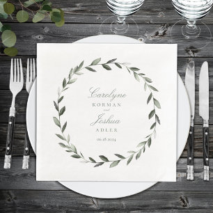Olive Wreath Wedding Elegant Napkin