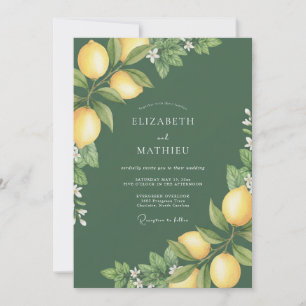 Olive Yellow Citrus Eucalyptus Wedding Invitation