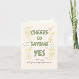 Olive + Yellow Doodle Bridesmaid Proposal Card