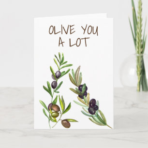 Olive you A Lot Cute Pun Valentine love Card