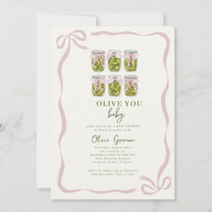 Olive You Baby Coquette Olive Jar Baby Shower Invitation