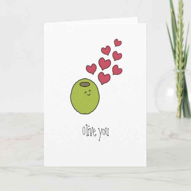"Olive You" Blank Greeting Card (Front)