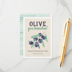 Olive You Bunches Kids School Valentine's Cards