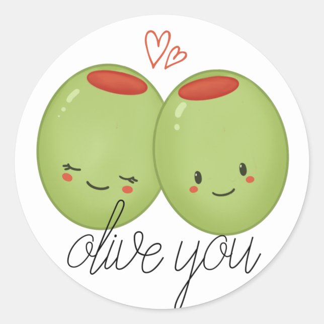 Olive You Classic Round Sticker (Front)