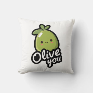 Olive You – Cute Kawaii Olive Pun Design Cushion