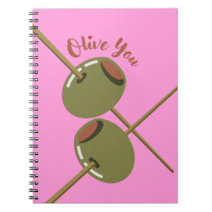 Olive You Cute Pink Spiral Notebook Funny Olive