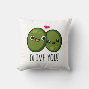 Olive You Funny Love Pun Cushion