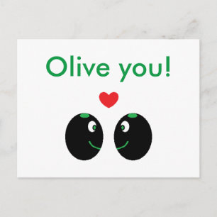 "Olive you!" I Love You Valentine's Day Postcard