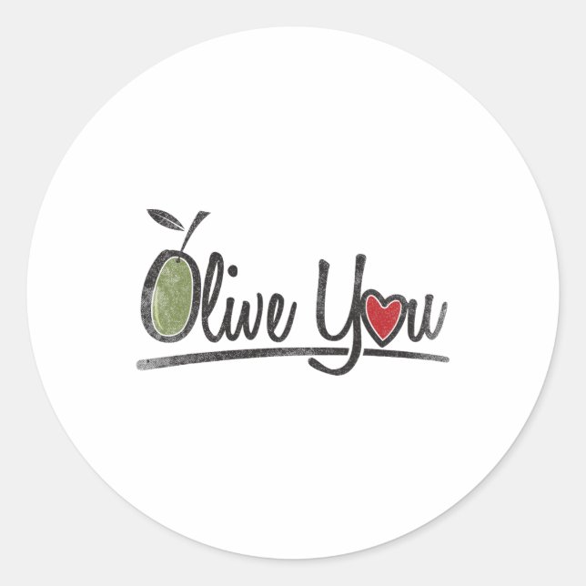 Olive You - Love Pun  Classic Round Sticker (Front)