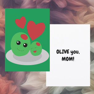 Olive you Mum, Mother's Day Flat Holiday Card
