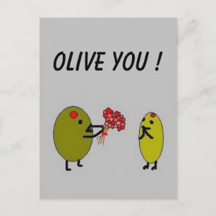 OLIVE YOU! - Olives in Love - postcard