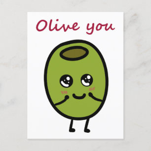 Olive you pun postcard for lovers