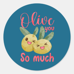 Olive You So Much Funny Food Pun Baby  Classic Round Sticker