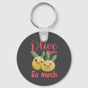 Olive You So Much Funny Food Pun Baby Key Ring