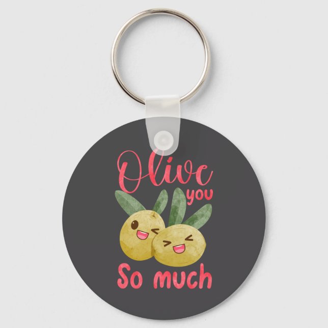 Olive You So Much Funny Food Pun Baby  Key Ring (Front)