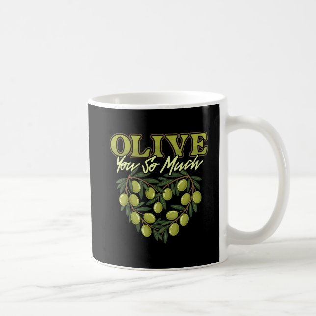 Olive You So Much Funny Olive Pun Heart Mug (Right)