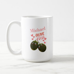 Olive You Two Olives Hearts Coffee Mug