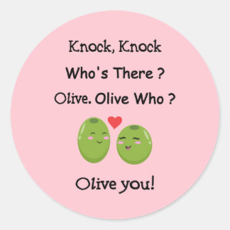 Olive You Valentine's Day Round Sticker