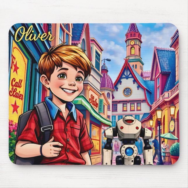 OLIVER ~ And his ROBOT friend ~ Mousepad (Front)