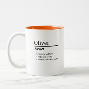 Oliver, Boy Personalised Name Definition Two-Tone Coffee Mug