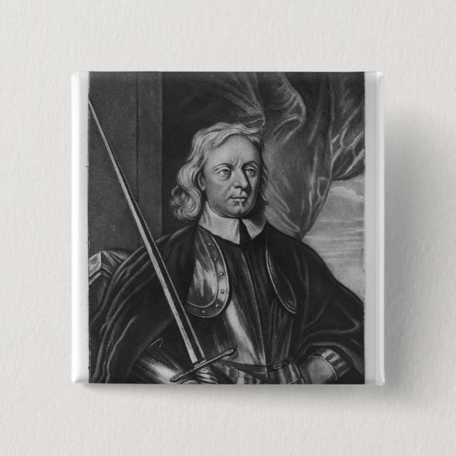 Oliver Cromwell  illustration 15 Cm Square Badge (Front)