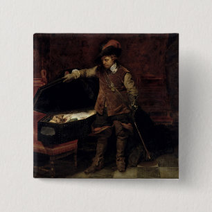Oliver Cromwell Opening the Coffin of Charles 15 Cm Square Badge