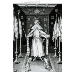 Oliver Cromwell standing in state;
