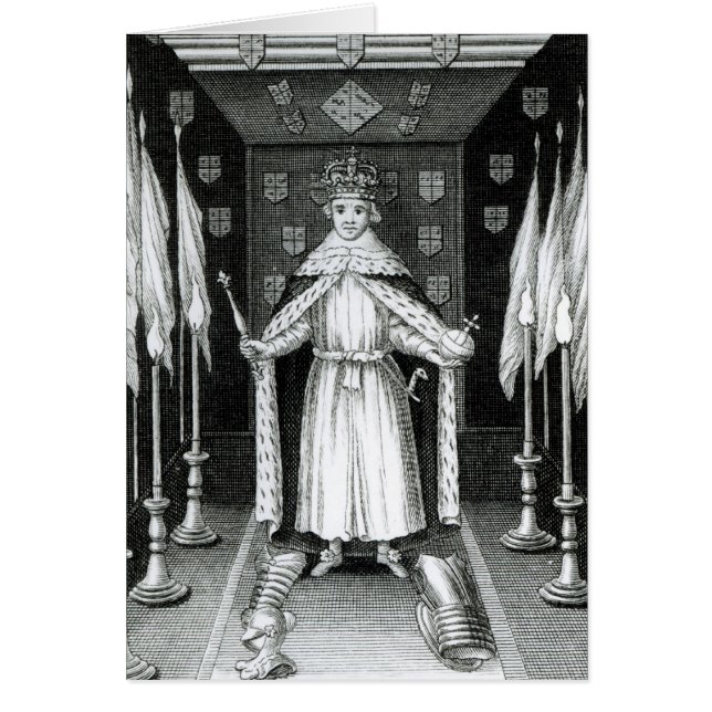 Oliver Cromwell  standing in state; (Front)