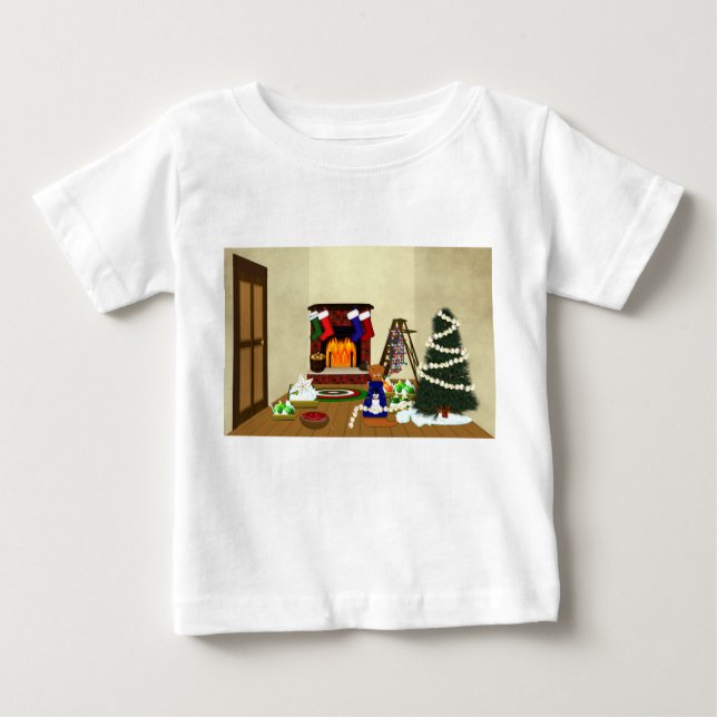 Oliver Decorates for Christmas Baby T-Shirt (Front)