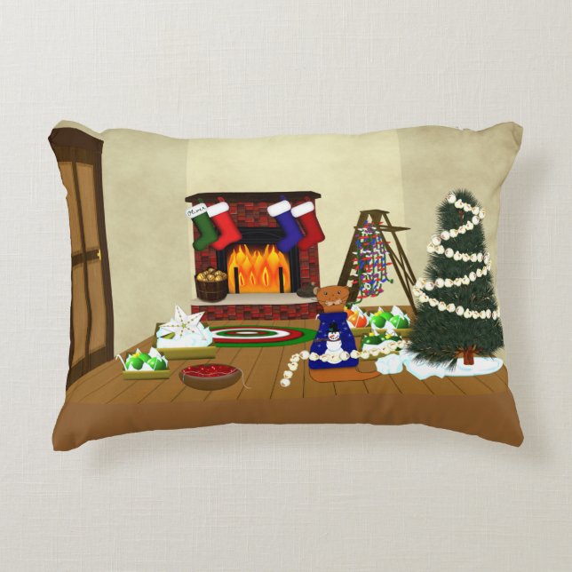 Oliver Decorates for Christmas Decorative Cushion (Front)