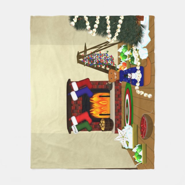 Oliver Decorates for Christmas  Fleece Blanket (Front)