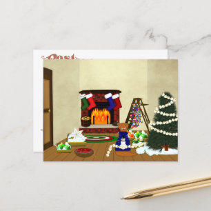 Oliver Decorates for Christmas Postcard