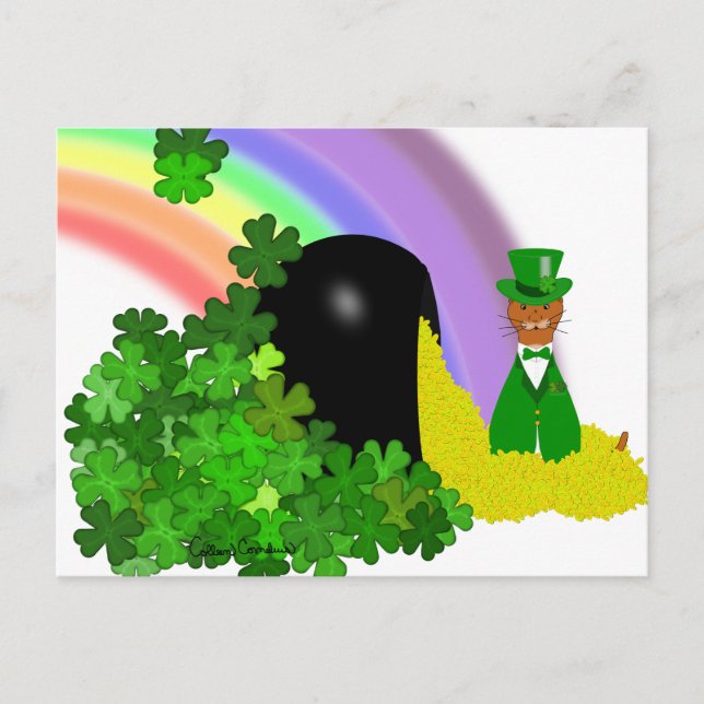 “Oliver Finds A Pot Of Gold - Saint Patrick’s Day  Postcard (Front)