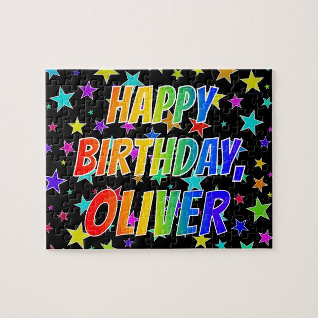 "OLIVER" First Name, Fun "HAPPY BIRTHDAY" Jigsaw Puzzle (Horizontal)