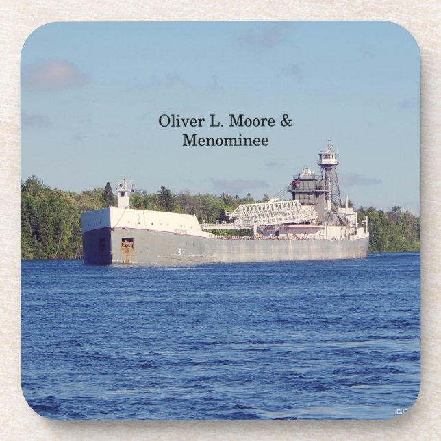 Oliver L. Moore & Menominee 6 plastic coasters (Front)