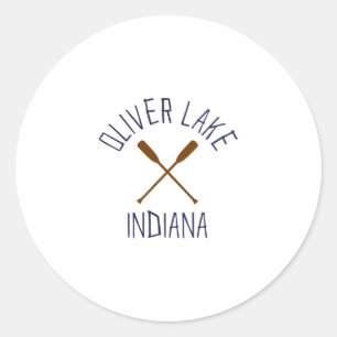 Oliver Lake Indiana Outdoors Vintage Classic Round Sticker