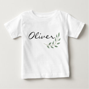 Oliver Name Reveal Romper Newborn Nature Leaf Baby Baby T-Shirt