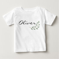 Oliver Name Reveal Romper Newborn Nature Leaf Baby