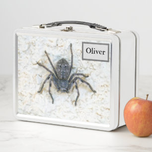 Oliver Name With Huntsman Spider, Metal Lunch Box