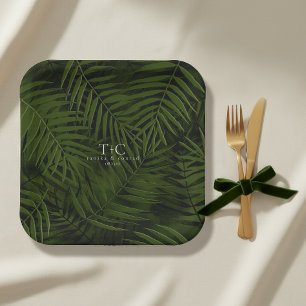 Oliver Oasis Palm Leaves Pattern Wedding ID1323 Paper Plate