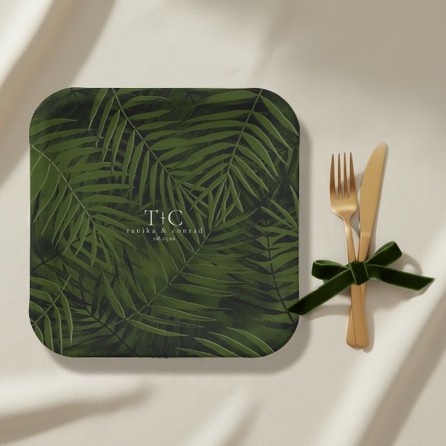 Oliver Oasis Palm Leaves Pattern Wedding ID1323 Paper Plate (Creator Uploaded)