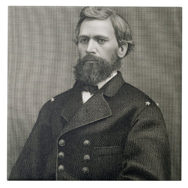Oliver Otis Howard (1830-1909), engraved by Robert Ceramic Tile (Front)