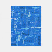 Oliver personalised name shades of blue fleece blanket (Front)