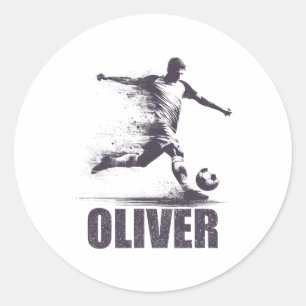 Oliver Soccer Boys Personalised First Name Oliver Classic Round Sticker