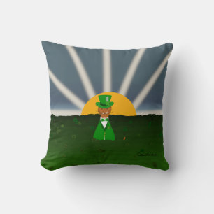 Oliver The Otter and Field of Shamrocks Throw Pill Cushion