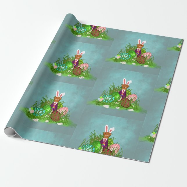 Oliver The Otter and the Great Easter Egg Hunt Wrapping Paper (Unrolled)
