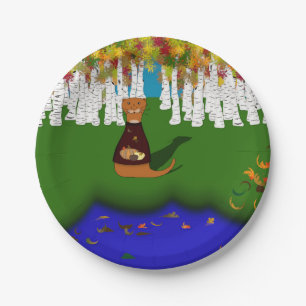 Oliver The Otter at River Wolf Lake in Autumn Paper Plate