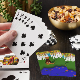 Oliver The Otter at River Wolf Lake in Autumn Playing Cards